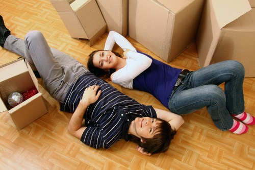 Staff completing a moving risk assessment at a property